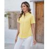 imagesiliteelon Button Down Shirts Women Oxford Shirts Short Sleeve Cotton Wrinkle Free Dress Shirts Work Office BlouseYellow