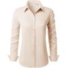 imagesiliteelon Button Down Shirts for Women Long Sleeve Dress Shirts Wrinkle Free Collared Work Office Solid Blouses TopsBeige