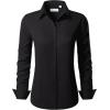 imagesiliteelon Button Down Shirts for Women Long Sleeve Dress Shirts Wrinkle Free Collared Work Office Solid Blouses TopsBlack