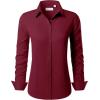 imagesiliteelon Button Down Shirts for Women Long Sleeve Dress Shirts Wrinkle Free Collared Work Office Solid Blouses TopsBurgundy