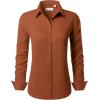 imagesiliteelon Button Down Shirts for Women Long Sleeve Dress Shirts Wrinkle Free Collared Work Office Solid Blouses TopsCaramel