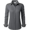 imagesiliteelon Button Down Shirts for Women Long Sleeve Dress Shirts Wrinkle Free Collared Work Office Solid Blouses TopsGrey