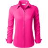 imagesiliteelon Button Down Shirts for Women Long Sleeve Dress Shirts Wrinkle Free Collared Work Office Solid Blouses TopsHot Pink