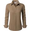 imagesiliteelon Button Down Shirts for Women Long Sleeve Dress Shirts Wrinkle Free Collared Work Office Solid Blouses TopsKhaki