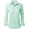 imagesiliteelon Button Down Shirts for Women Long Sleeve Dress Shirts Wrinkle Free Collared Work Office Solid Blouses TopsLight Green