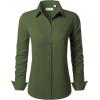 imagesiliteelon Button Down Shirts for Women Long Sleeve Dress Shirts Wrinkle Free Collared Work Office Solid Blouses TopsOlive Green
