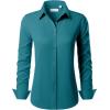 imagesiliteelon Button Down Shirts for Women Long Sleeve Dress Shirts Wrinkle Free Collared Work Office Solid Blouses TopsPeacock Blue