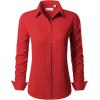 imagesiliteelon Button Down Shirts for Women Long Sleeve Dress Shirts Wrinkle Free Collared Work Office Solid Blouses TopsRed
