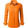 imagesiliteelon Button Down Shirts for Women Long Sleeve Dress Shirts Wrinkle Free Collared Work Office Solid Blouses TopsSaffron