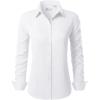 imagesiliteelon Button Down Shirts for Women Long Sleeve Dress Shirts Wrinkle Free Collared Work Office Solid Blouses TopsWhite