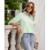 imagesiliteelon Button Down Shirts for Women Wrinkle Free Long Sleeve Shirts Dress Shirts Work Office Blouse Tops with PocketBean Green