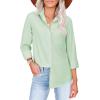 imagesiliteelon Button Down Shirts for Women Wrinkle Free Long Sleeve Shirts Dress Shirts Work Office Blouse Tops with PocketBean Green