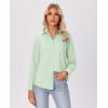 imagesiliteelon Button Down Shirts for Women Wrinkle Free Long Sleeve Shirts Dress Shirts Work Office Blouse Tops with PocketBean Green