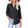 imagesiliteelon Button Down Shirts for Women Wrinkle Free Long Sleeve Shirts Dress Shirts Work Office Blouse Tops with PocketBlack