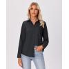 imagesiliteelon Button Down Shirts for Women Wrinkle Free Long Sleeve Shirts Dress Shirts Work Office Blouse Tops with PocketBlack