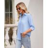 imagesiliteelon Button Down Shirts for Women Wrinkle Free Long Sleeve Shirts Dress Shirts Work Office Blouse Tops with PocketBlue