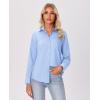 imagesiliteelon Button Down Shirts for Women Wrinkle Free Long Sleeve Shirts Dress Shirts Work Office Blouse Tops with PocketBlue