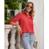 imagesiliteelon Button Down Shirts for Women Wrinkle Free Long Sleeve Shirts Dress Shirts Work Office Blouse Tops with PocketBright Red