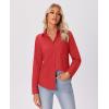 imagesiliteelon Button Down Shirts for Women Wrinkle Free Long Sleeve Shirts Dress Shirts Work Office Blouse Tops with PocketBright Red