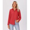 imagesiliteelon Button Down Shirts for Women Wrinkle Free Long Sleeve Shirts Dress Shirts Work Office Blouse Tops with PocketBright Red