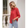 imagesiliteelon Button Down Shirts for Women Wrinkle Free Long Sleeve Shirts Dress Shirts Work Office Blouse Tops with PocketBright Red