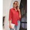 imagesiliteelon Button Down Shirts for Women Wrinkle Free Long Sleeve Shirts Dress Shirts Work Office Blouse Tops with PocketBright Red