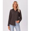 imagesiliteelon Button Down Shirts for Women Wrinkle Free Long Sleeve Shirts Dress Shirts Work Office Blouse Tops with PocketBrown