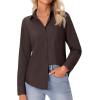 imagesiliteelon Button Down Shirts for Women Wrinkle Free Long Sleeve Shirts Dress Shirts Work Office Blouse Tops with PocketBrown