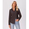 imagesiliteelon Button Down Shirts for Women Wrinkle Free Long Sleeve Shirts Dress Shirts Work Office Blouse Tops with PocketBrown