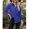imagesiliteelon Button Down Shirts for Women Wrinkle Free Long Sleeve Shirts Dress Shirts Work Office Blouse Tops with PocketBusiness Blue