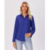 imagesiliteelon Button Down Shirts for Women Wrinkle Free Long Sleeve Shirts Dress Shirts Work Office Blouse Tops with PocketBusiness Blue