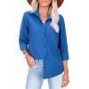 imagesiliteelon Button Down Shirts for Women Wrinkle Free Long Sleeve Shirts Dress Shirts Work Office Blouse Tops with PocketCobalt Blue