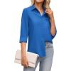 imagesiliteelon Button Down Shirts for Women Wrinkle Free Long Sleeve Shirts Dress Shirts Work Office Blouse Tops with PocketCobalt Blue