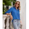 imagesiliteelon Button Down Shirts for Women Wrinkle Free Long Sleeve Shirts Dress Shirts Work Office Blouse Tops with PocketCobalt Blue