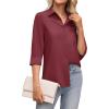 imagesiliteelon Button Down Shirts for Women Wrinkle Free Long Sleeve Shirts Dress Shirts Work Office Blouse Tops with PocketDark Red