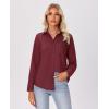 imagesiliteelon Button Down Shirts for Women Wrinkle Free Long Sleeve Shirts Dress Shirts Work Office Blouse Tops with PocketDark Red