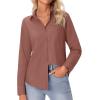 imagesiliteelon Button Down Shirts for Women Wrinkle Free Long Sleeve Shirts Dress Shirts Work Office Blouse Tops with PocketDusty Rose