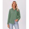 imagesiliteelon Button Down Shirts for Women Wrinkle Free Long Sleeve Shirts Dress Shirts Work Office Blouse Tops with PocketForest Green