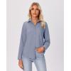 imagesiliteelon Button Down Shirts for Women Wrinkle Free Long Sleeve Shirts Dress Shirts Work Office Blouse Tops with PocketGray Blue