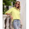 imagesiliteelon Button Down Shirts for Women Wrinkle Free Long Sleeve Shirts Dress Shirts Work Office Blouse Tops with PocketLemon Yellow