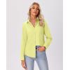 imagesiliteelon Button Down Shirts for Women Wrinkle Free Long Sleeve Shirts Dress Shirts Work Office Blouse Tops with PocketLemon Yellow