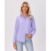 imagesiliteelon Button Down Shirts for Women Wrinkle Free Long Sleeve Shirts Dress Shirts Work Office Blouse Tops with PocketLight Purple