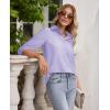 imagesiliteelon Button Down Shirts for Women Wrinkle Free Long Sleeve Shirts Dress Shirts Work Office Blouse Tops with PocketLight Purple