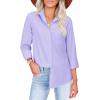 imagesiliteelon Button Down Shirts for Women Wrinkle Free Long Sleeve Shirts Dress Shirts Work Office Blouse Tops with PocketLight Purple