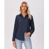 imagesiliteelon Button Down Shirts for Women Wrinkle Free Long Sleeve Shirts Dress Shirts Work Office Blouse Tops with PocketNavy Blue