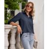 imagesiliteelon Button Down Shirts for Women Wrinkle Free Long Sleeve Shirts Dress Shirts Work Office Blouse Tops with PocketNavy Blue