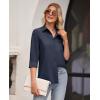 imagesiliteelon Button Down Shirts for Women Wrinkle Free Long Sleeve Shirts Dress Shirts Work Office Blouse Tops with PocketNavy Blue