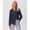imagesiliteelon Button Down Shirts for Women Wrinkle Free Long Sleeve Shirts Dress Shirts Work Office Blouse Tops with PocketNavy Blue