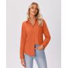 imagesiliteelon Button Down Shirts for Women Wrinkle Free Long Sleeve Shirts Dress Shirts Work Office Blouse Tops with PocketOrange
