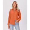 imagesiliteelon Button Down Shirts for Women Wrinkle Free Long Sleeve Shirts Dress Shirts Work Office Blouse Tops with PocketOrange